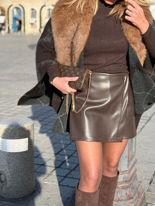 Jupe short simili choco 35020