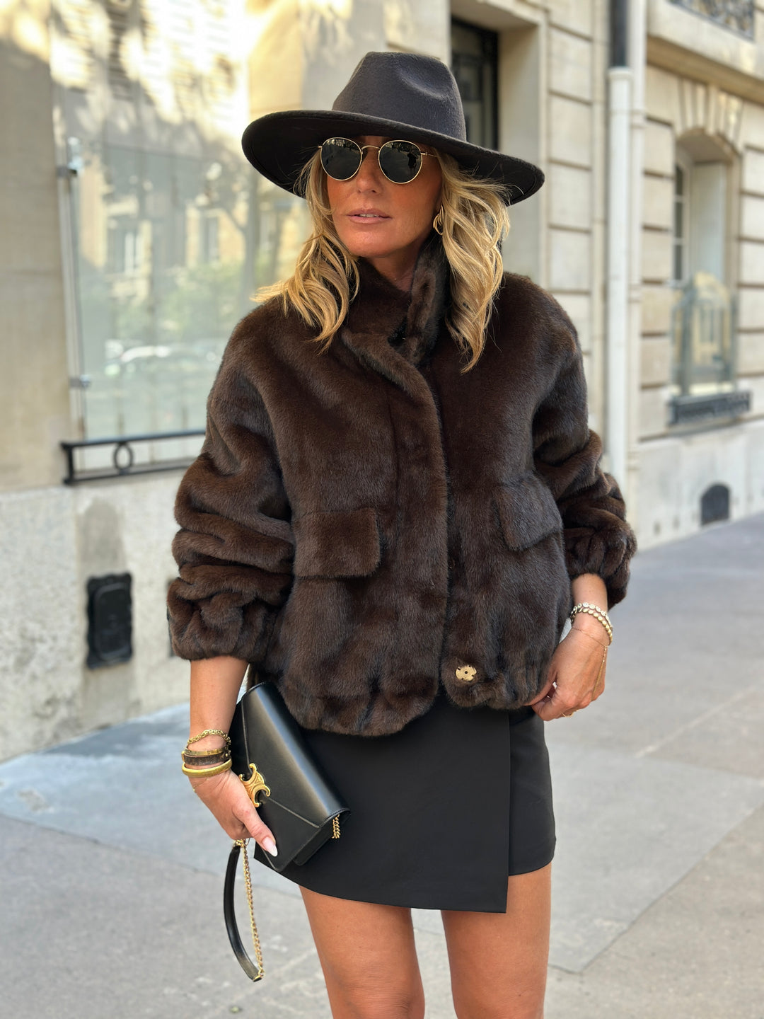 Veste Fourrure choco poches F209