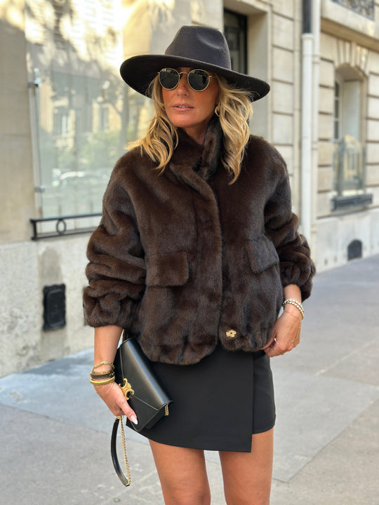 Veste Fourrure choco poches F209