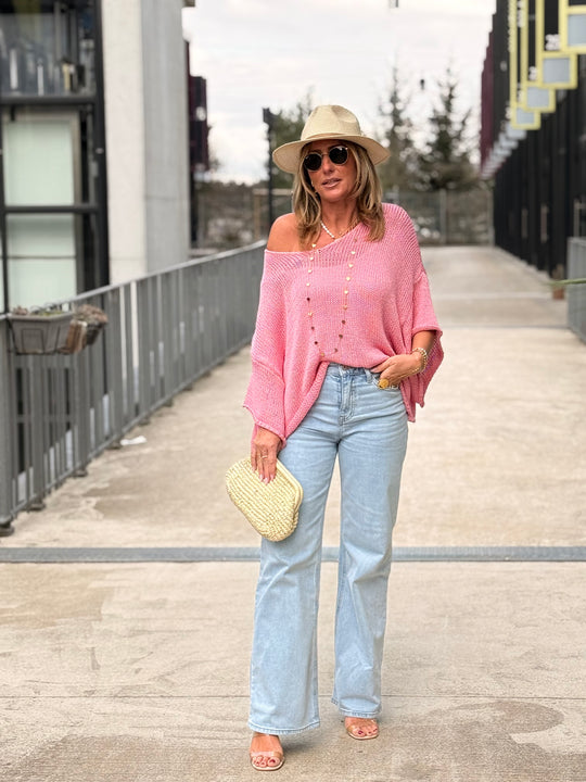 Pull maille rose