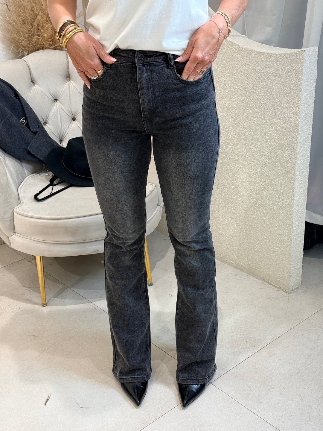 Jean flare gris T6341