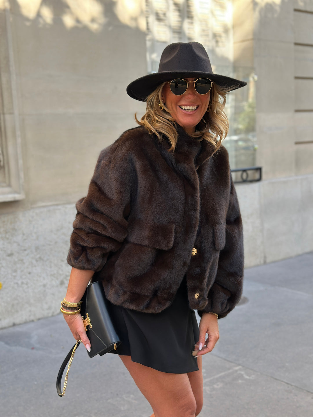 Veste Fourrure choco poches F209