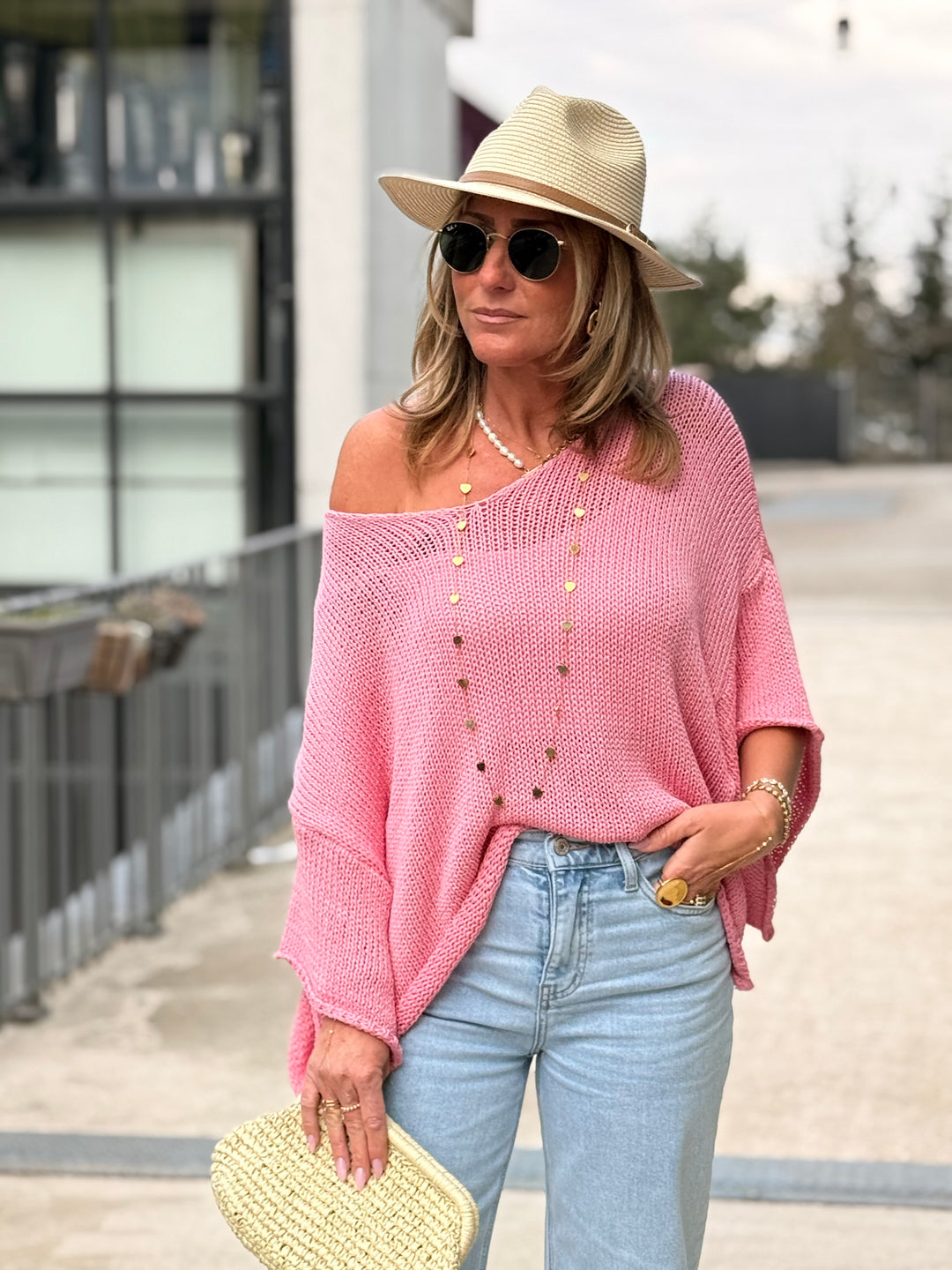 Pull maille rose
