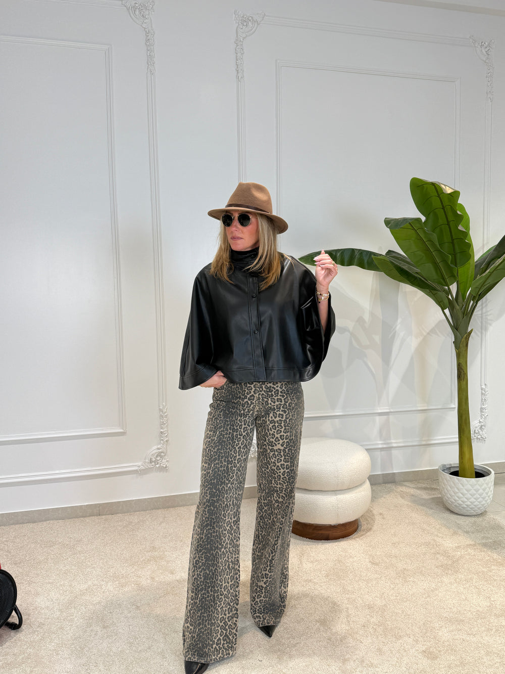 Jean palazzo leopard extra long T6265