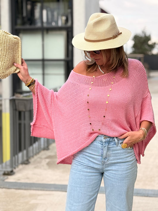 Pull maille rose