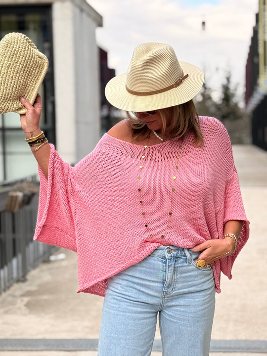 Pull maille rose