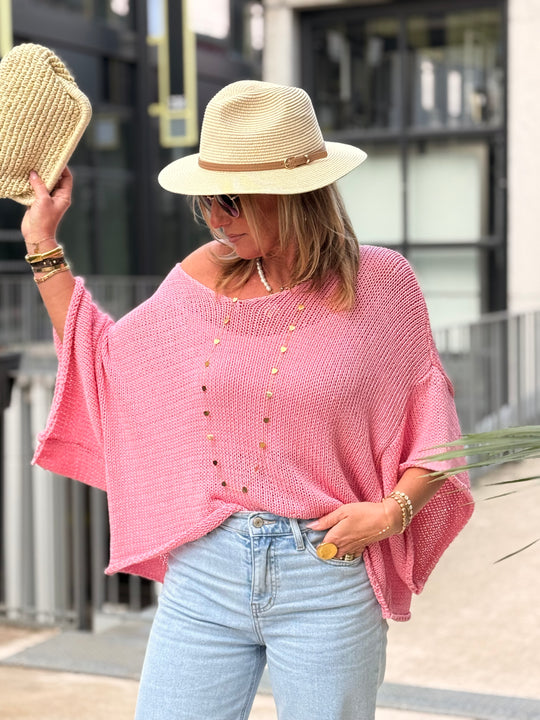 Pull maille rose