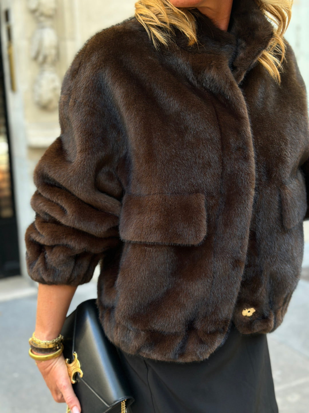 Veste Fourrure choco poches F209