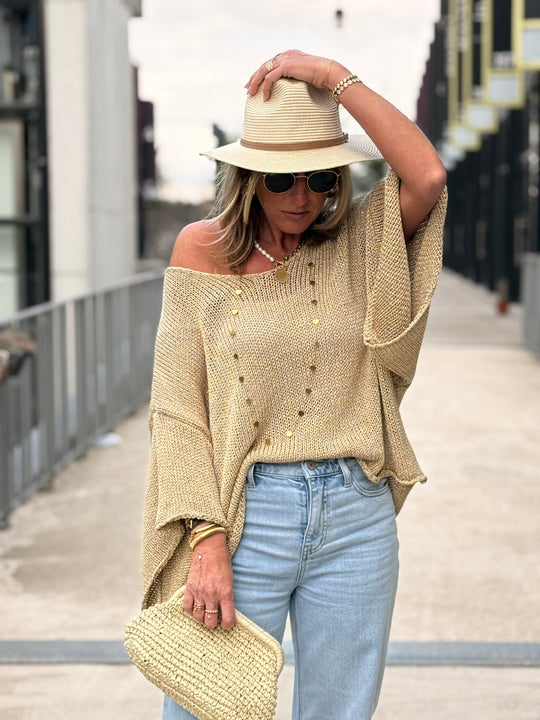 Pull maille doré 98927