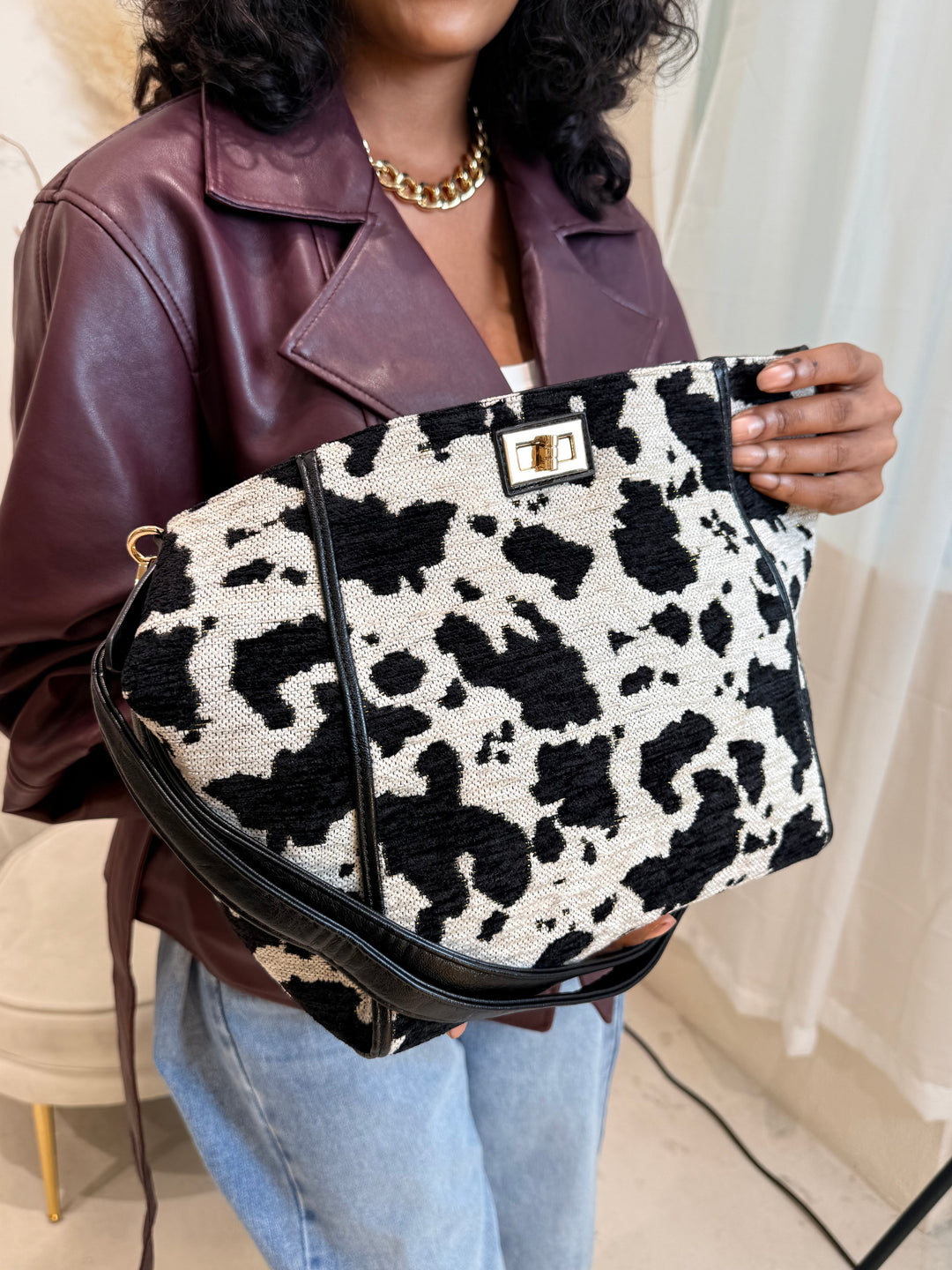 Sac tweed vache