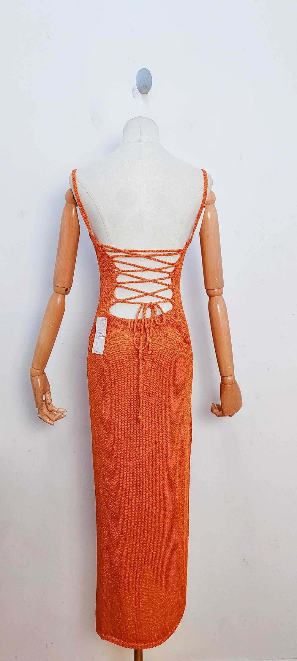 Robe crochet lurex orange