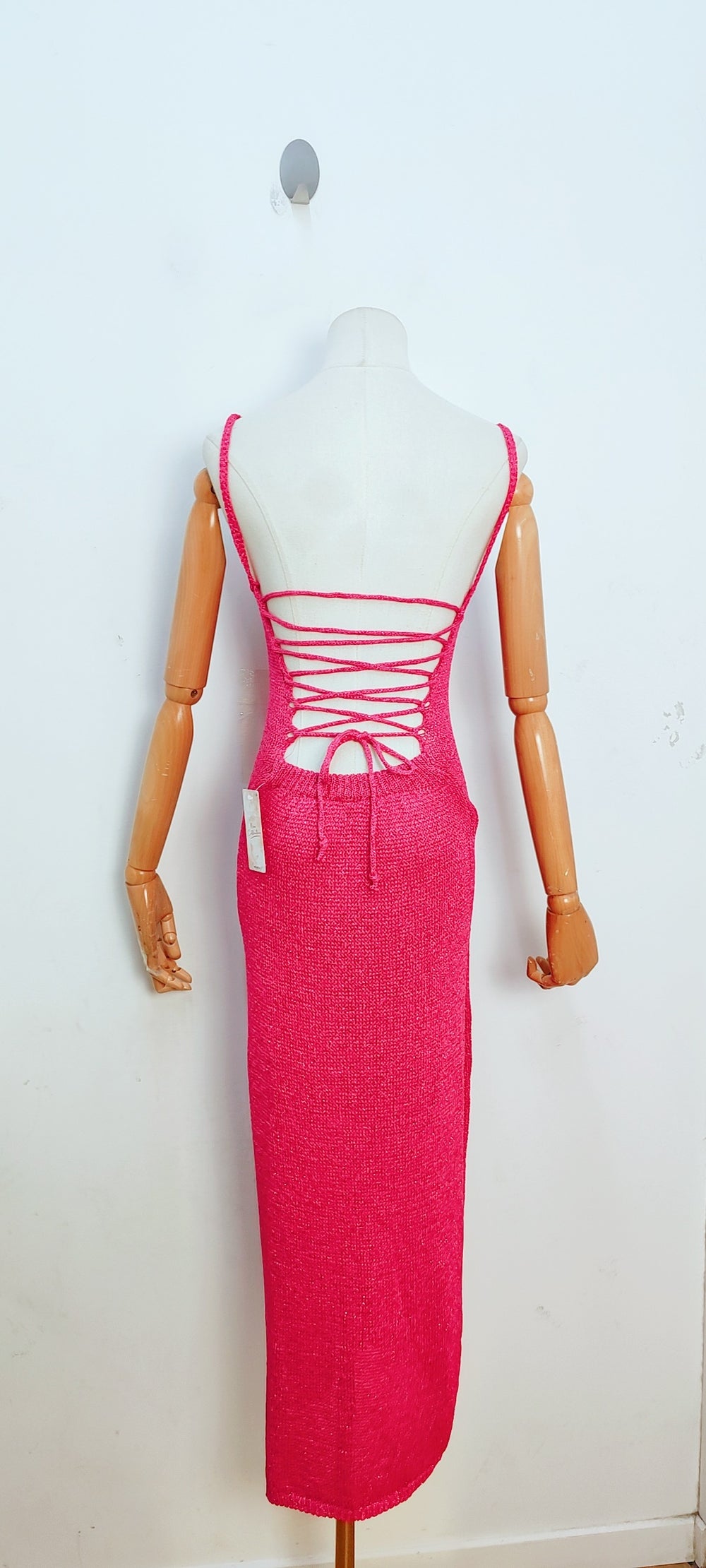 Robe crochet lurex Fushia