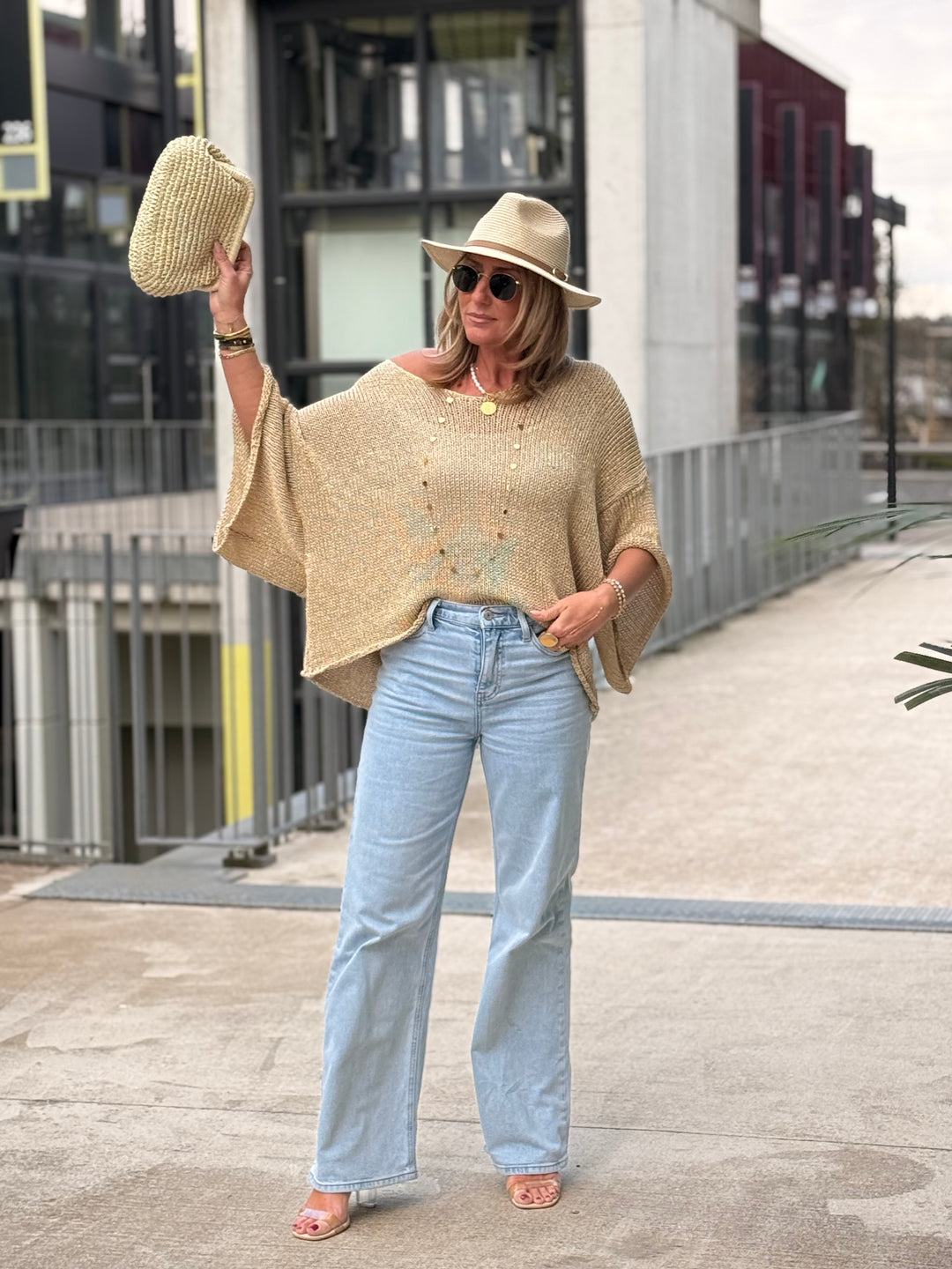 Pull maille doré 98927