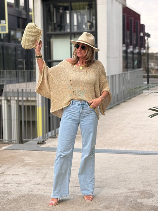 Pull maille doré 98927