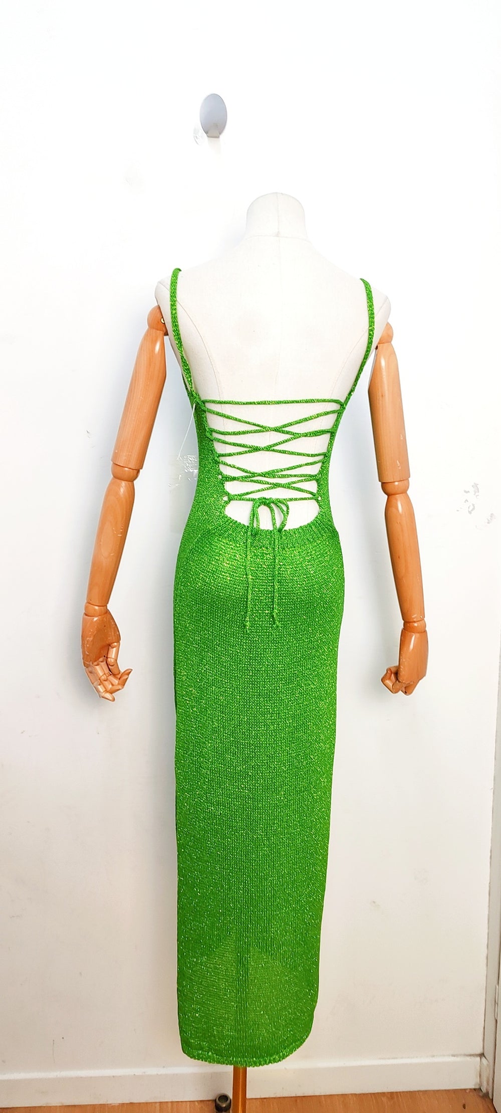 Robe crochet lurex vert
