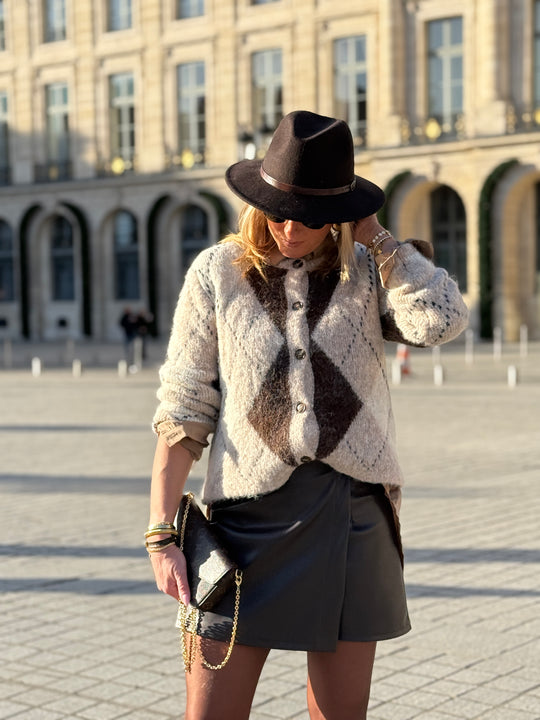 Pull/Gilet arlequin taupe YP1928