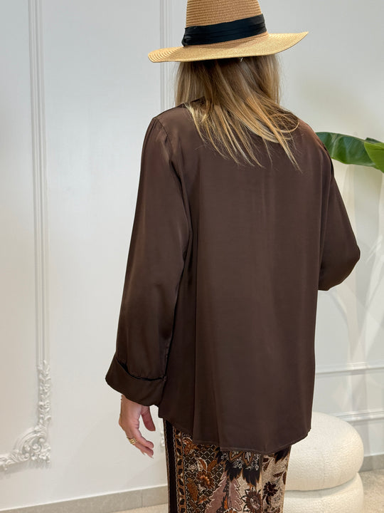 Chemise soie choco uni