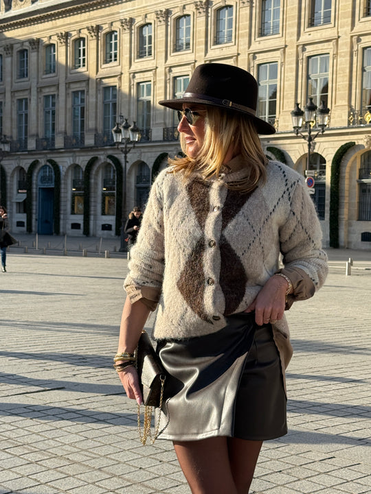 Pull/Gilet arlequin taupe YP1928
