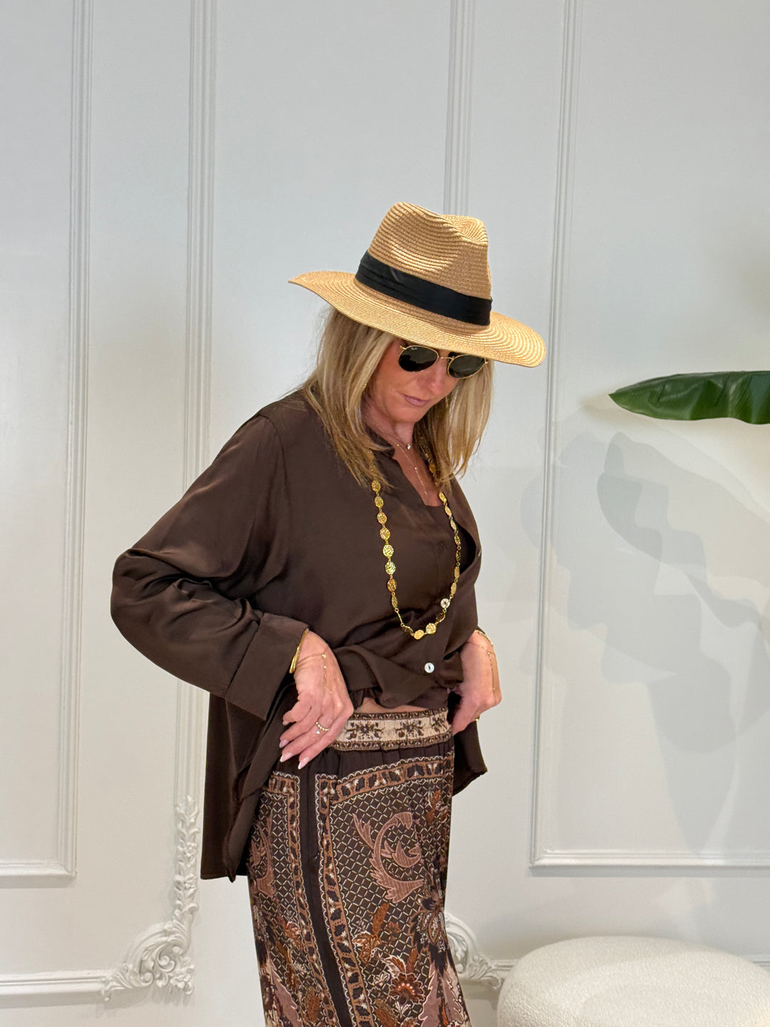 Chemise soie choco uni