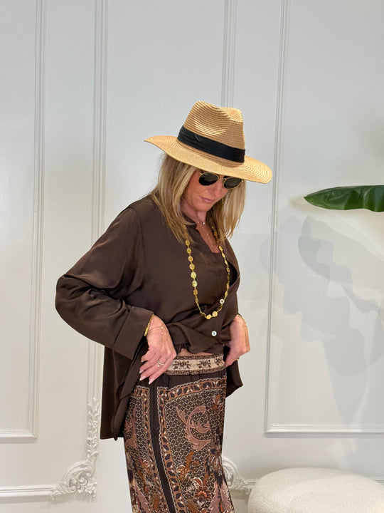 Chemise soie choco uni