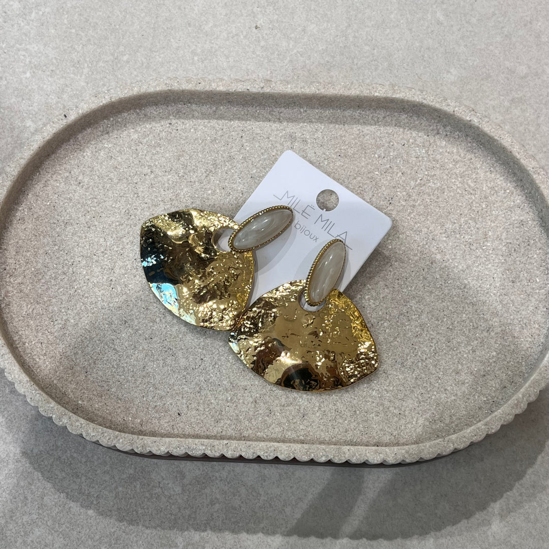 Boucles d’oreilles nacrée et or330060