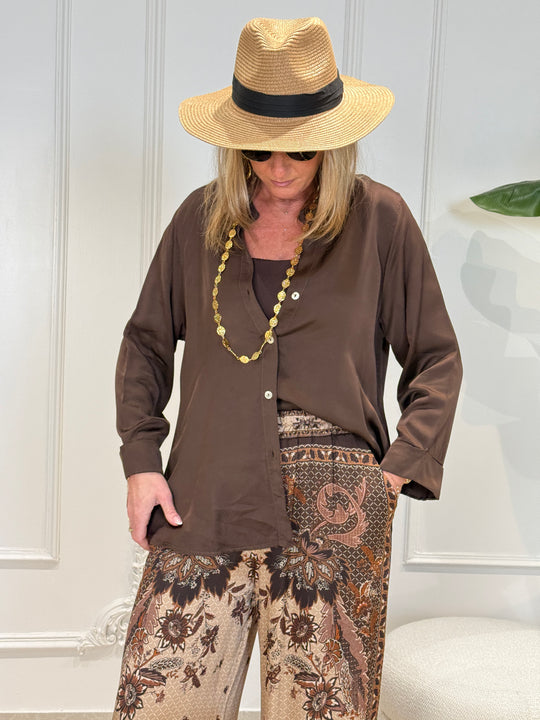 Chemise soie choco uni