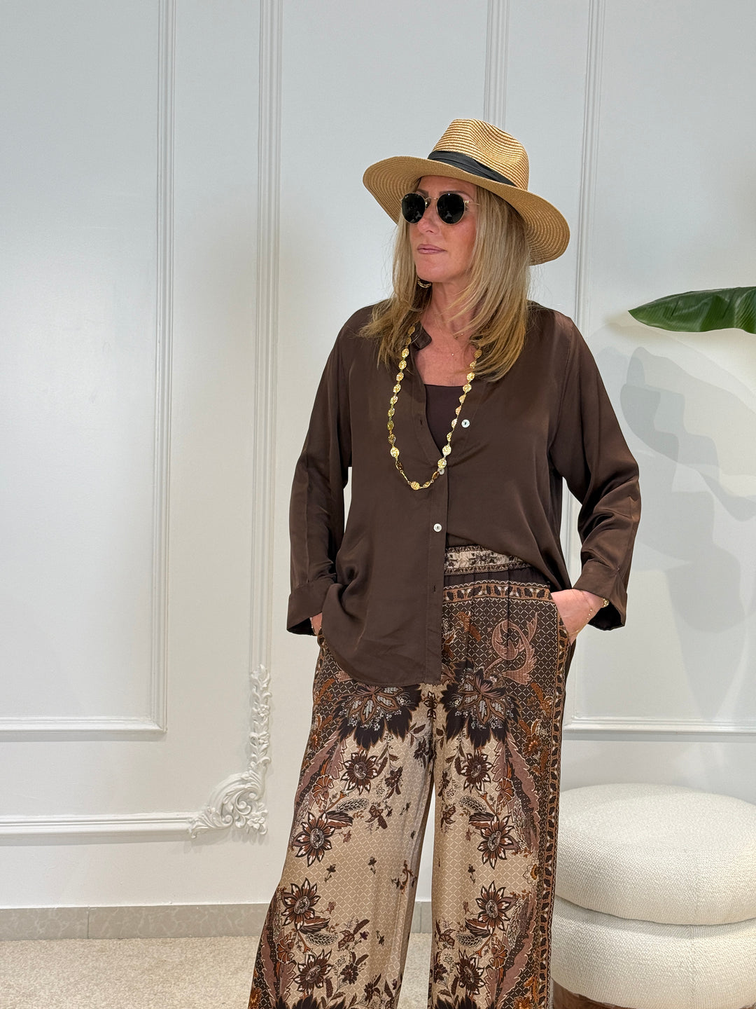 Chemise soie choco uni