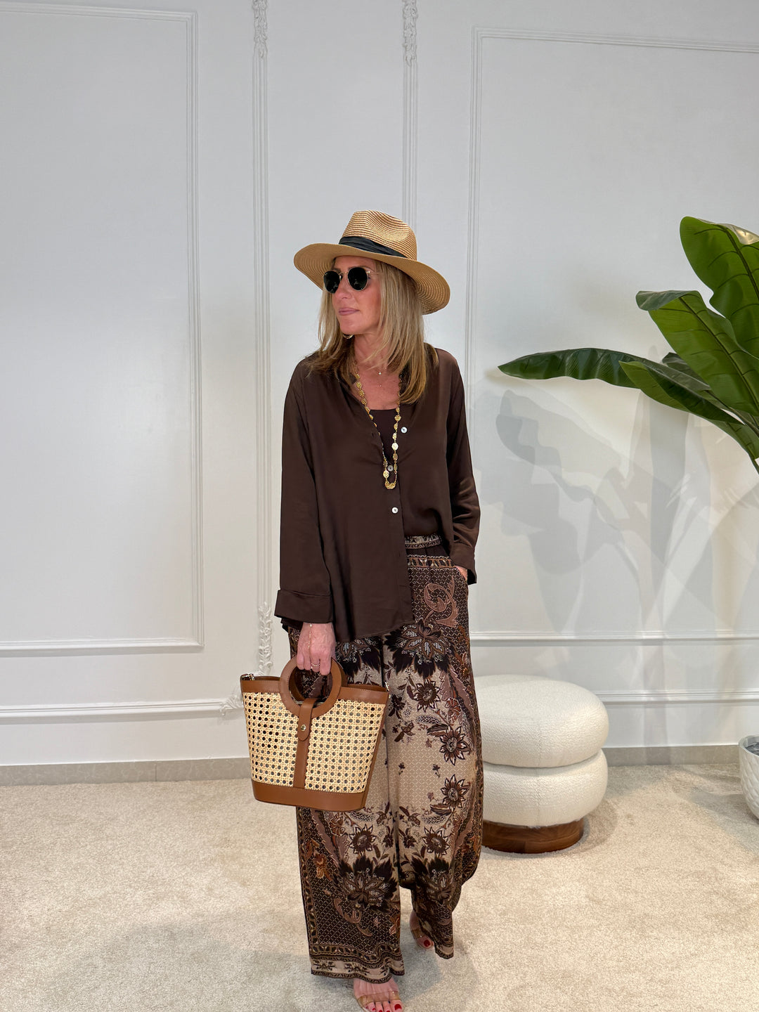 Chemise soie choco uni