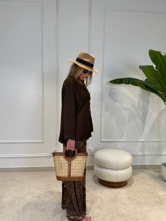 Chemise soie choco uni