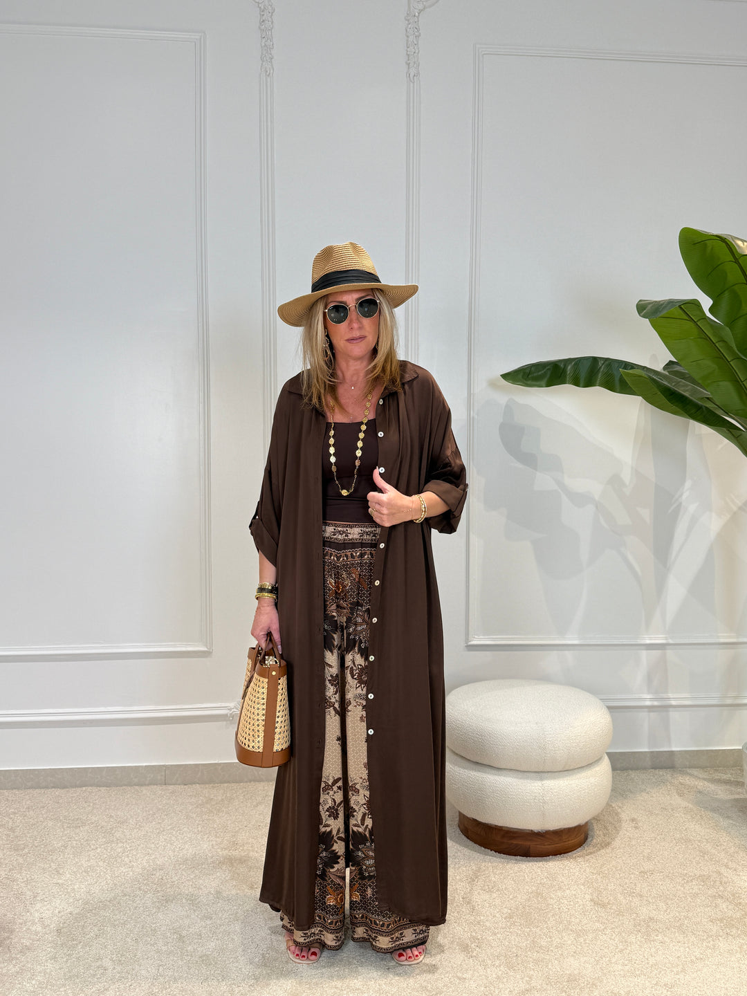 Robe chemise soie uni