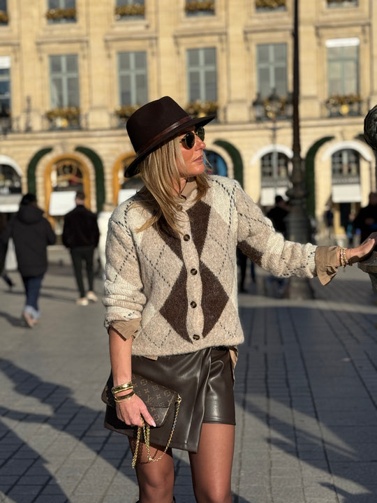 Pull/Gilet arlequin taupe YP1928