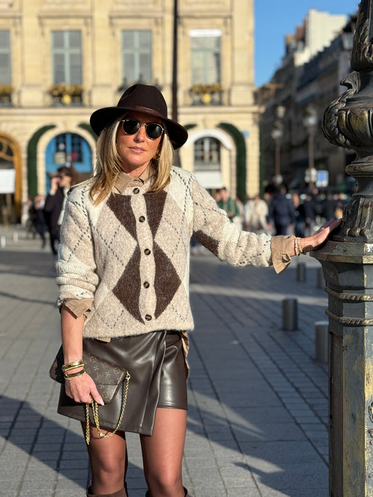 Pull/Gilet arlequin taupe YP1928