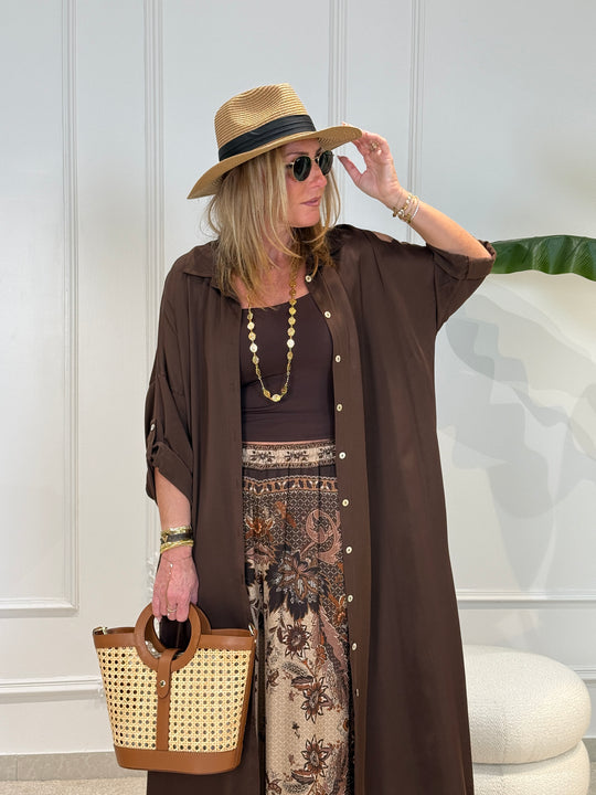 Robe chemise soie uni