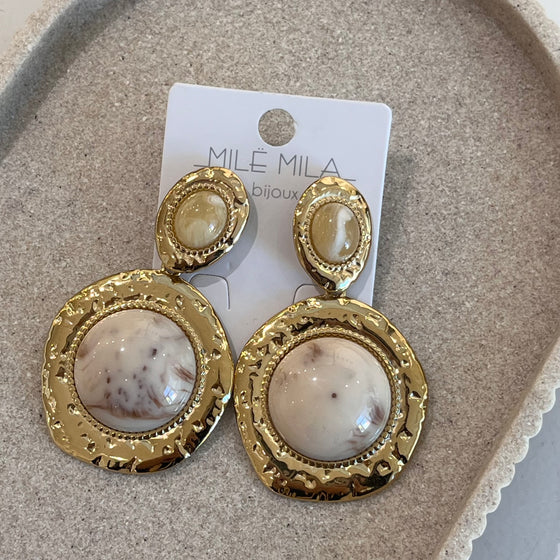 Boucles d’oreilles rond or beige