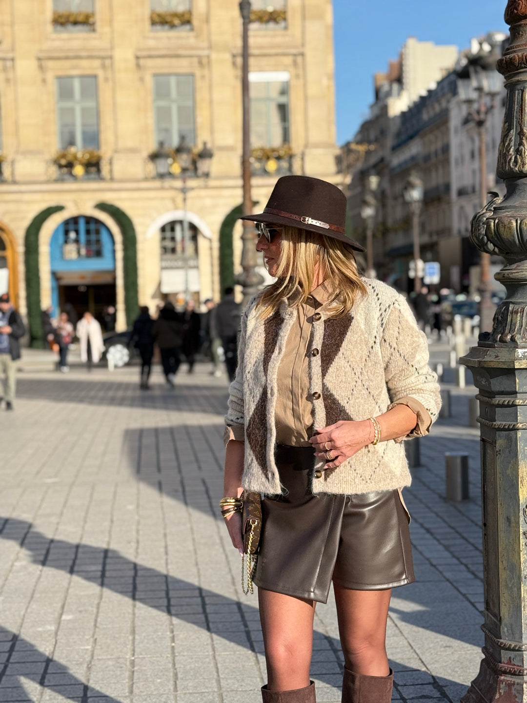 Pull/Gilet arlequin taupe YP1928
