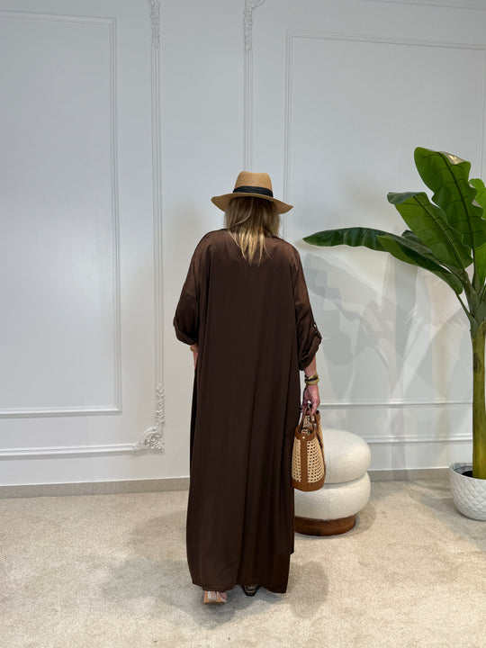 Robe chemise soie uni