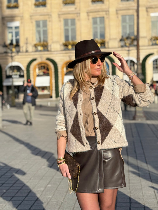 Pull/Gilet arlequin taupe YP1928