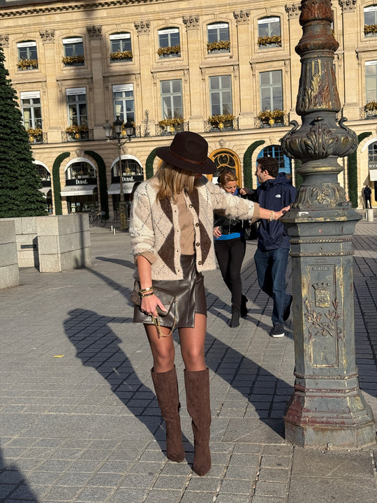 Pull/Gilet arlequin taupe YP1928