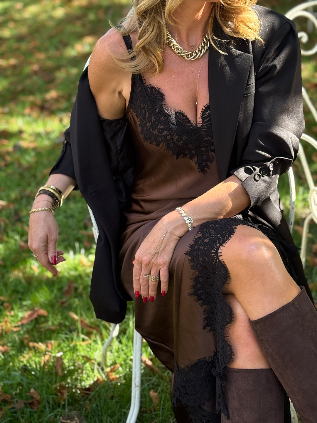 Robe satin longue dentelle3058