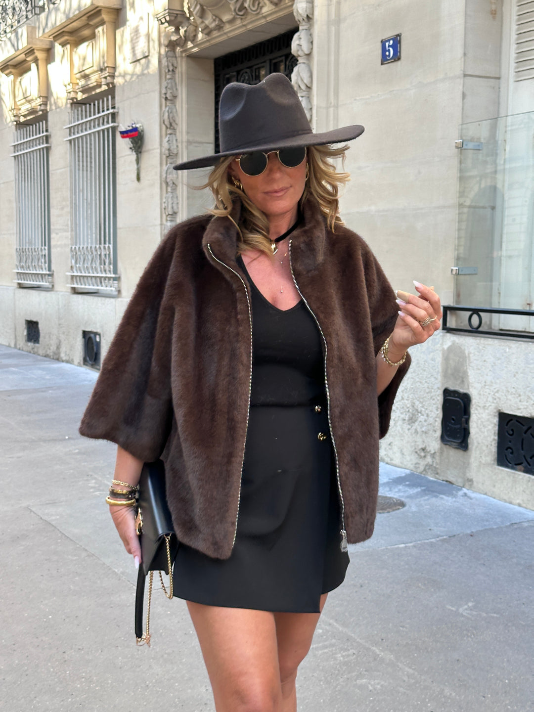 Veste fourrure Uni 3/4 41020