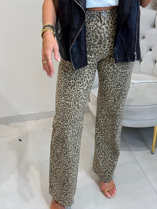 Jean wide leopard claire Y3518-1