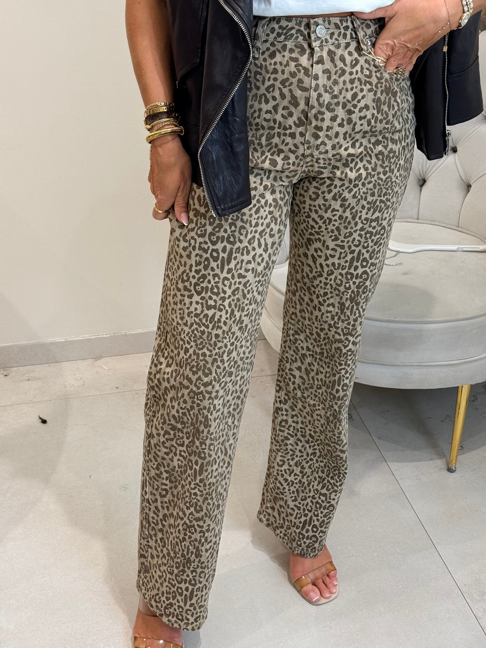 Jean wide leopard claire Y3518-1