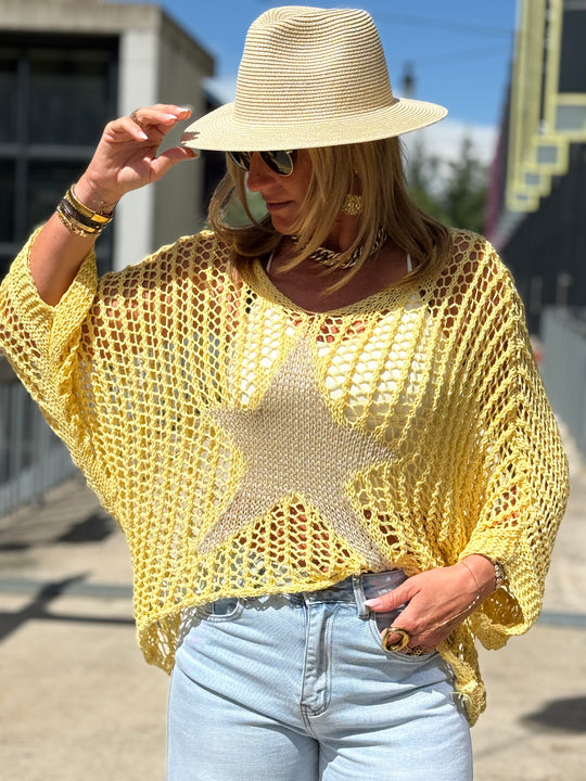 Pull crochet loose étoile 2001