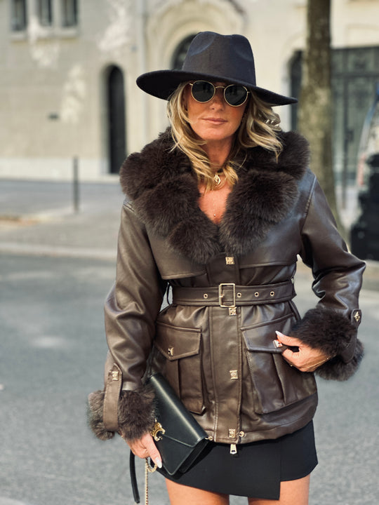 Veste similicuir cintré fourrure Choco 202259