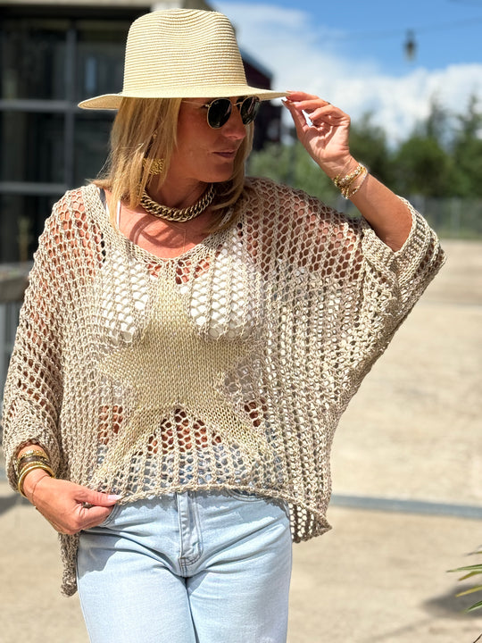 Pull crochet loose étoile 2001
