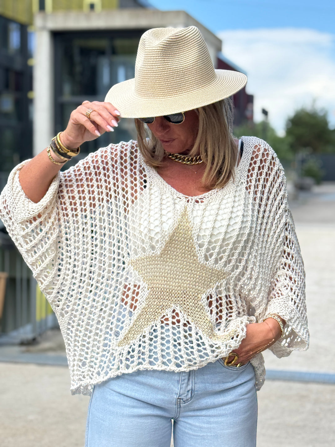 Pull crochet loose étoile 2001