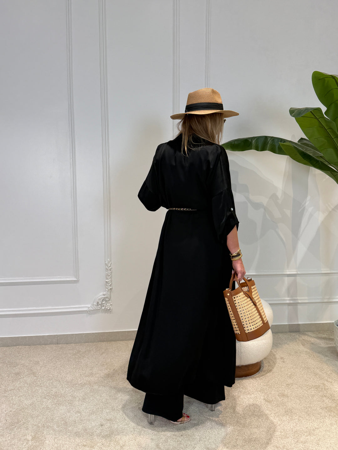 Robe chemise soie uni