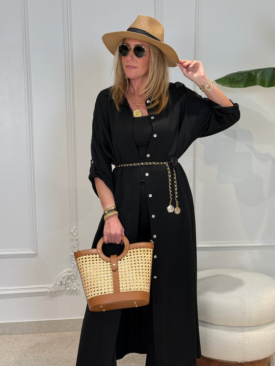 Robe chemise soie uni