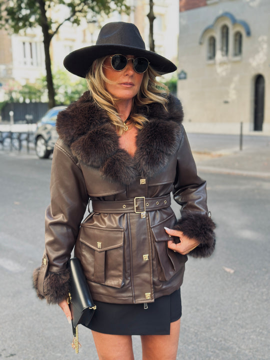 Veste similicuir cintré fourrure Choco 202259