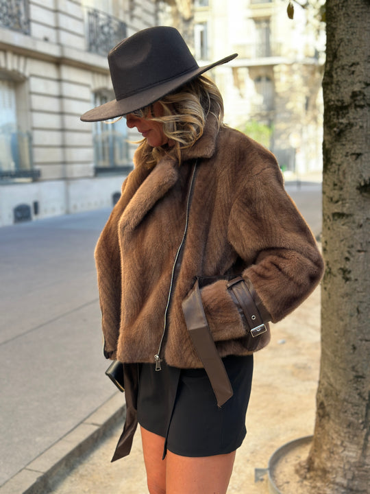 Veste fourrure dégradée zip asymétrique CHOCO 202248